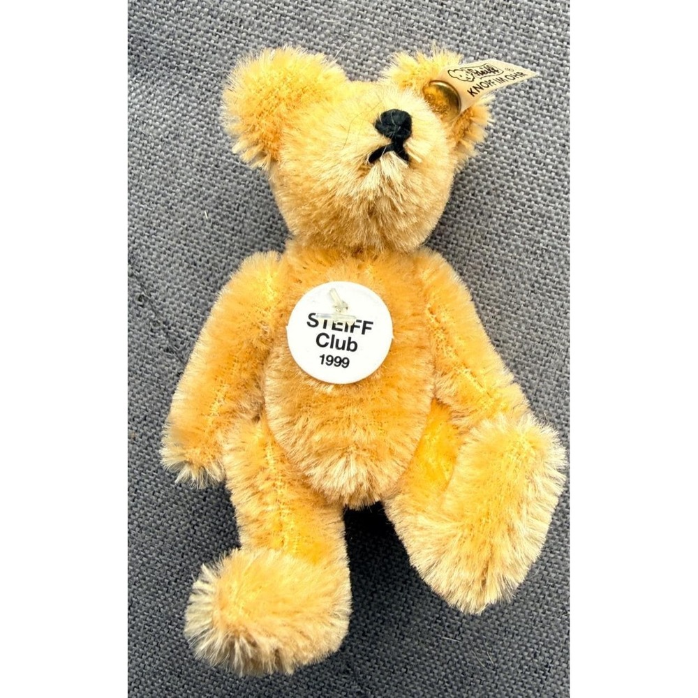 Steiff Miniature Tan short mohair Teddy Bear 3.5" Brass Button w/White Ear Tag
